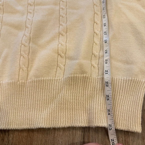 Vintage Maine Bay Cable Knit Wool Sweater Men’s XL Cream Preppy Academia FLAW - Picture 6 of 7
